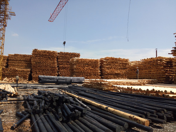 防腐油木桿、防腐油炸桿3